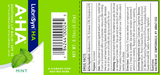 LubriSyn HA A-HA lip balm mint flavor label.
