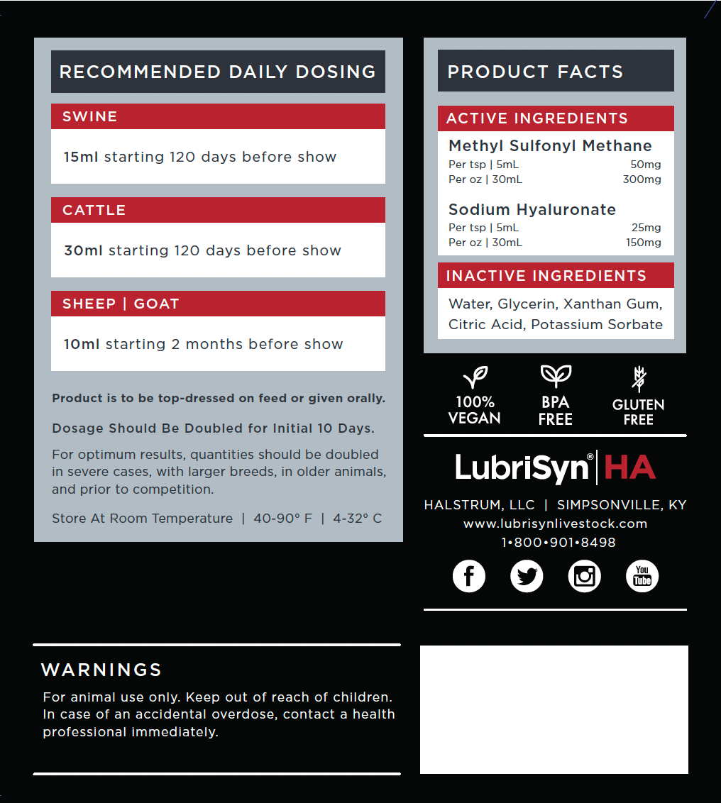 LubriSyn HA + MSM Livestock label.