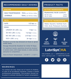 LubriSyn HA pet and equine gallon label. Includes dosing information.